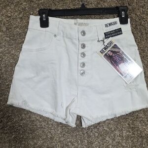 Rewash Women's High Waist White Shorts